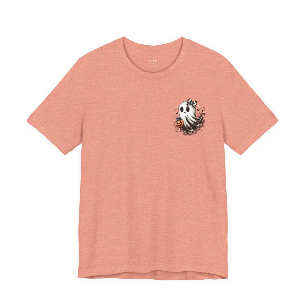 BOOjie Ghost Tee with Pumpkin - Halloween Unisex Jersey Short Sleeve Tee