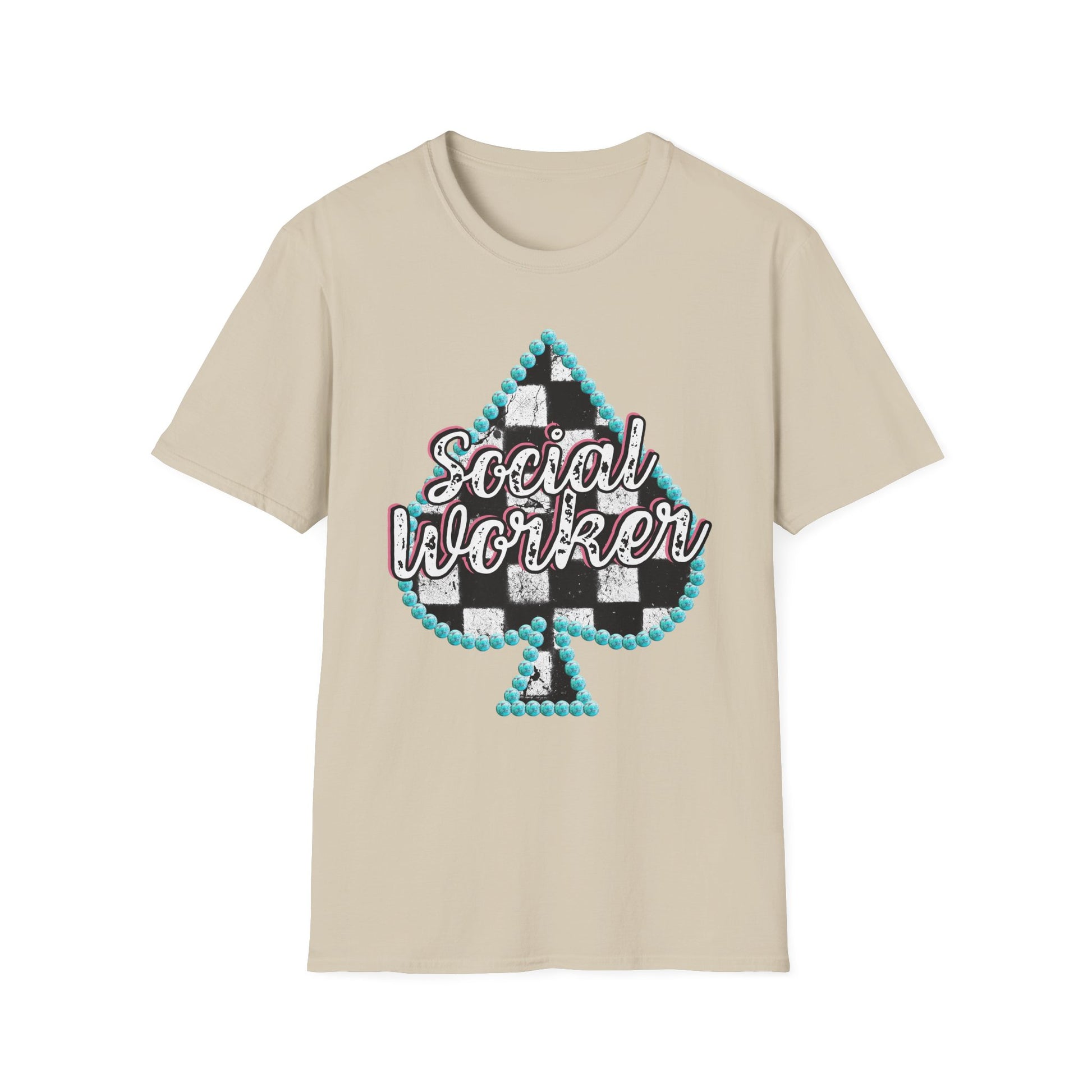 Social Worker Checkered Spades T-Shirt