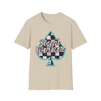 Social Worker Checkered Spades T-Shirt