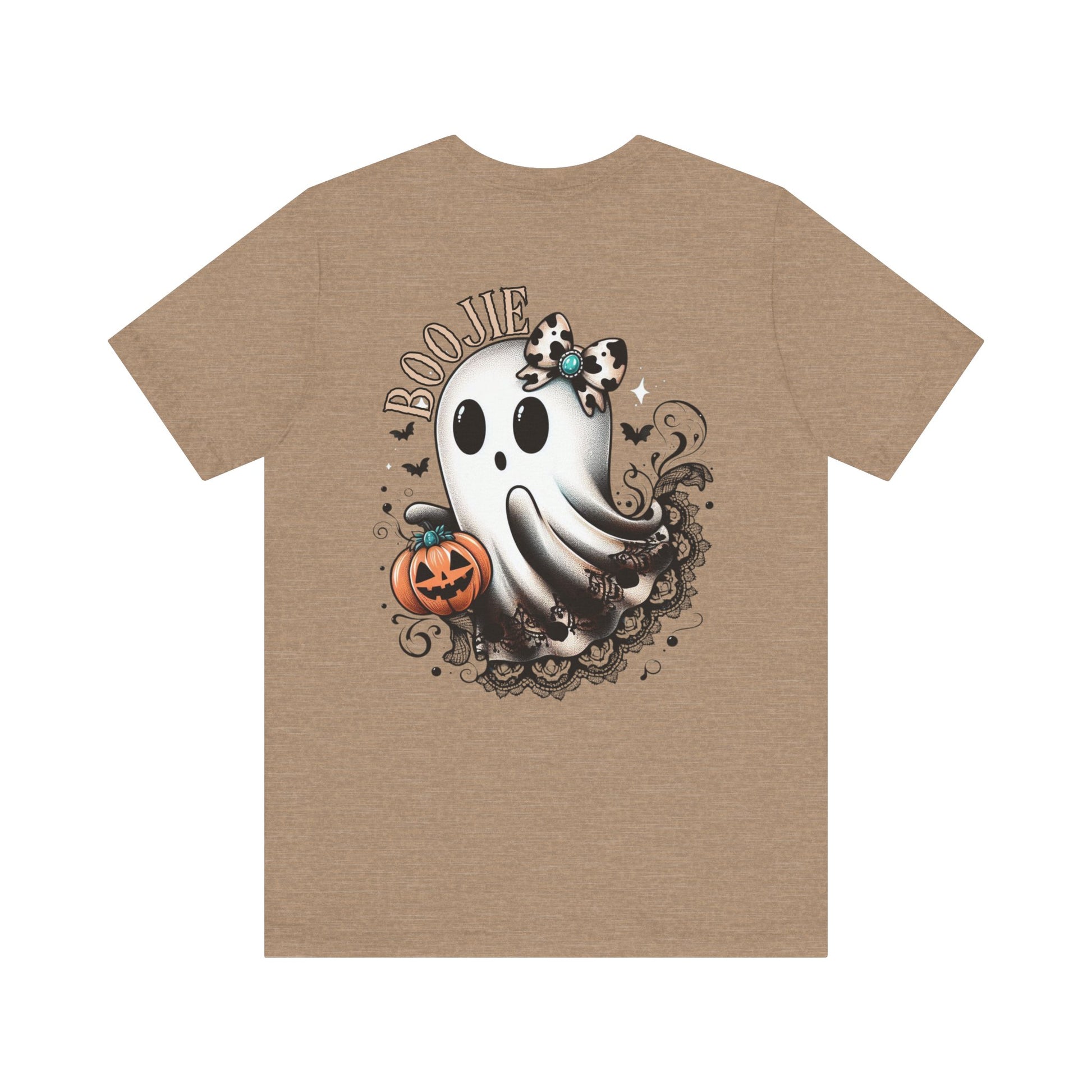 BOOjie Ghost Tee with Pumpkin - Halloween Unisex Jersey Short Sleeve Tee