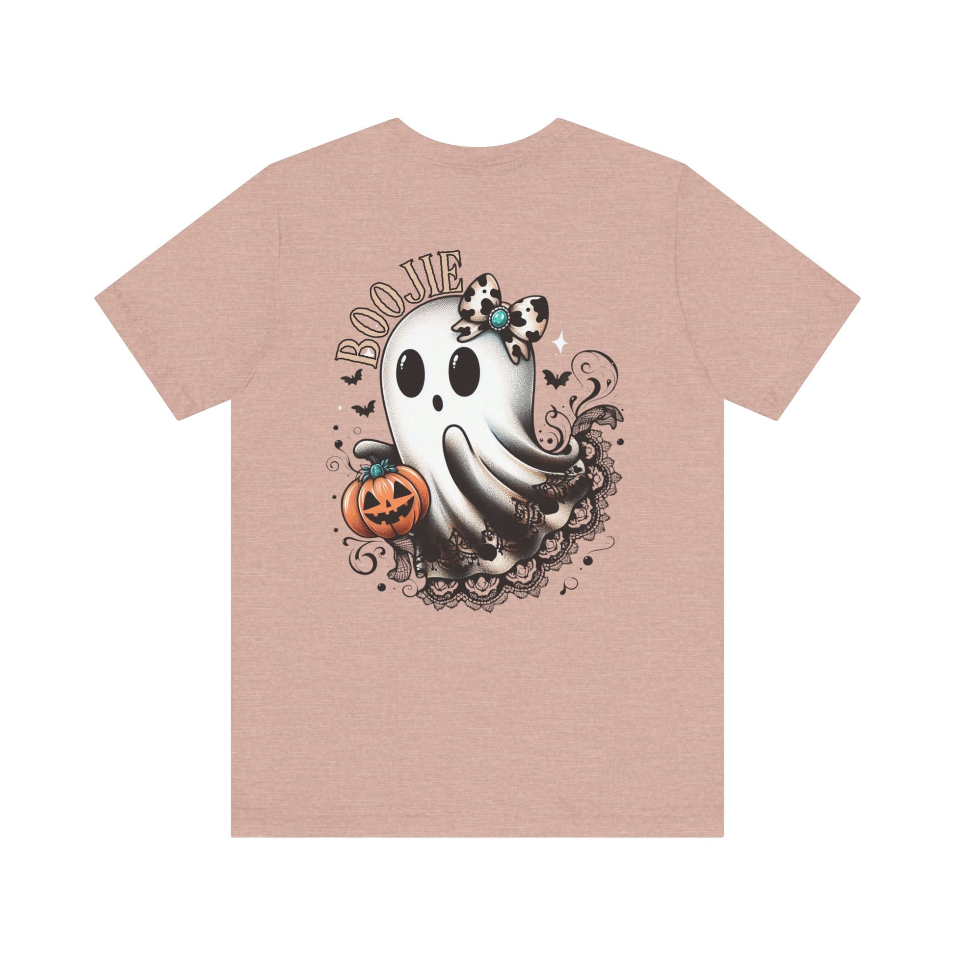 BOOjie Ghost Tee with Pumpkin - Halloween Unisex Jersey Short Sleeve Tee