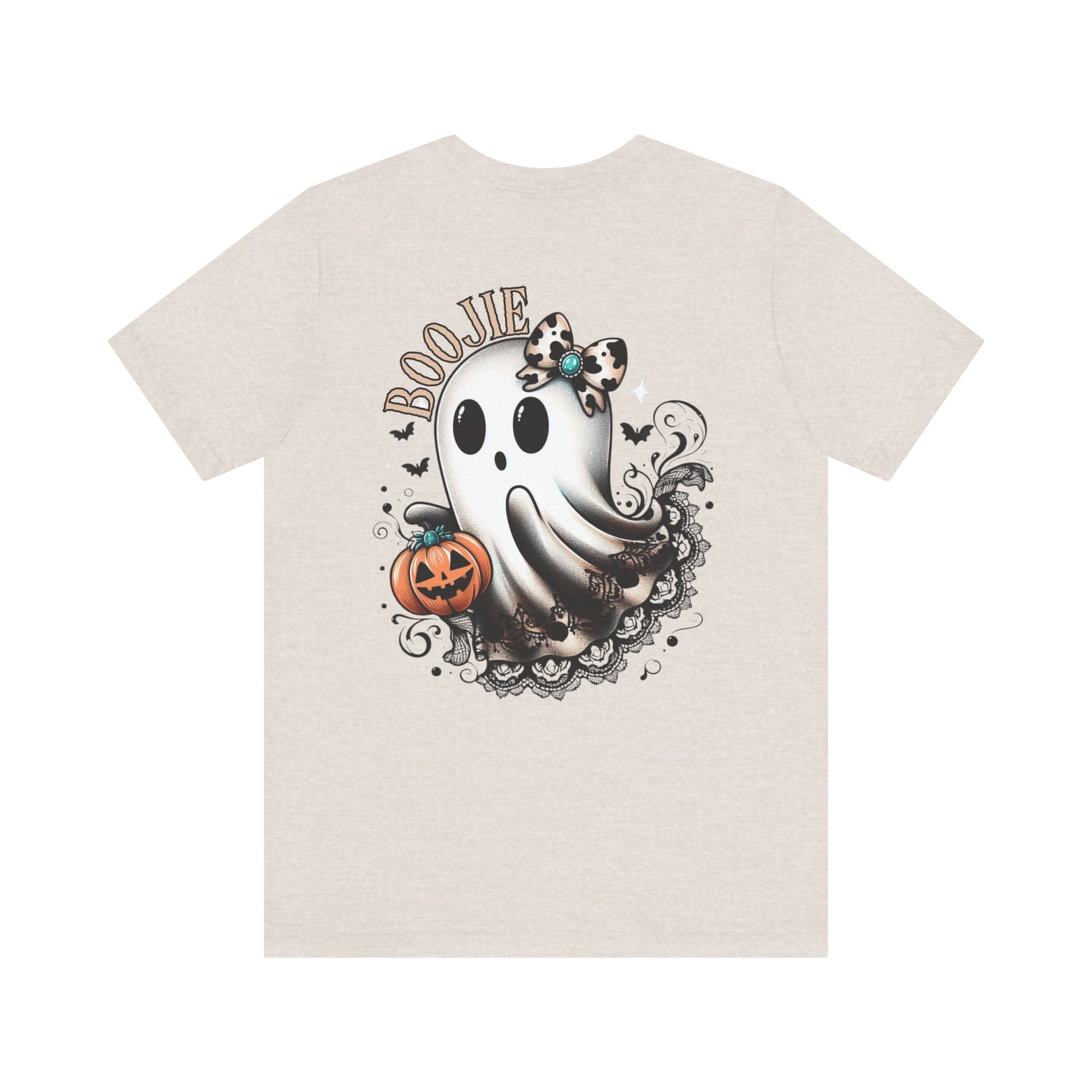 BOOjie Ghost Tee with Pumpkin - Halloween Unisex Jersey Short Sleeve Tee