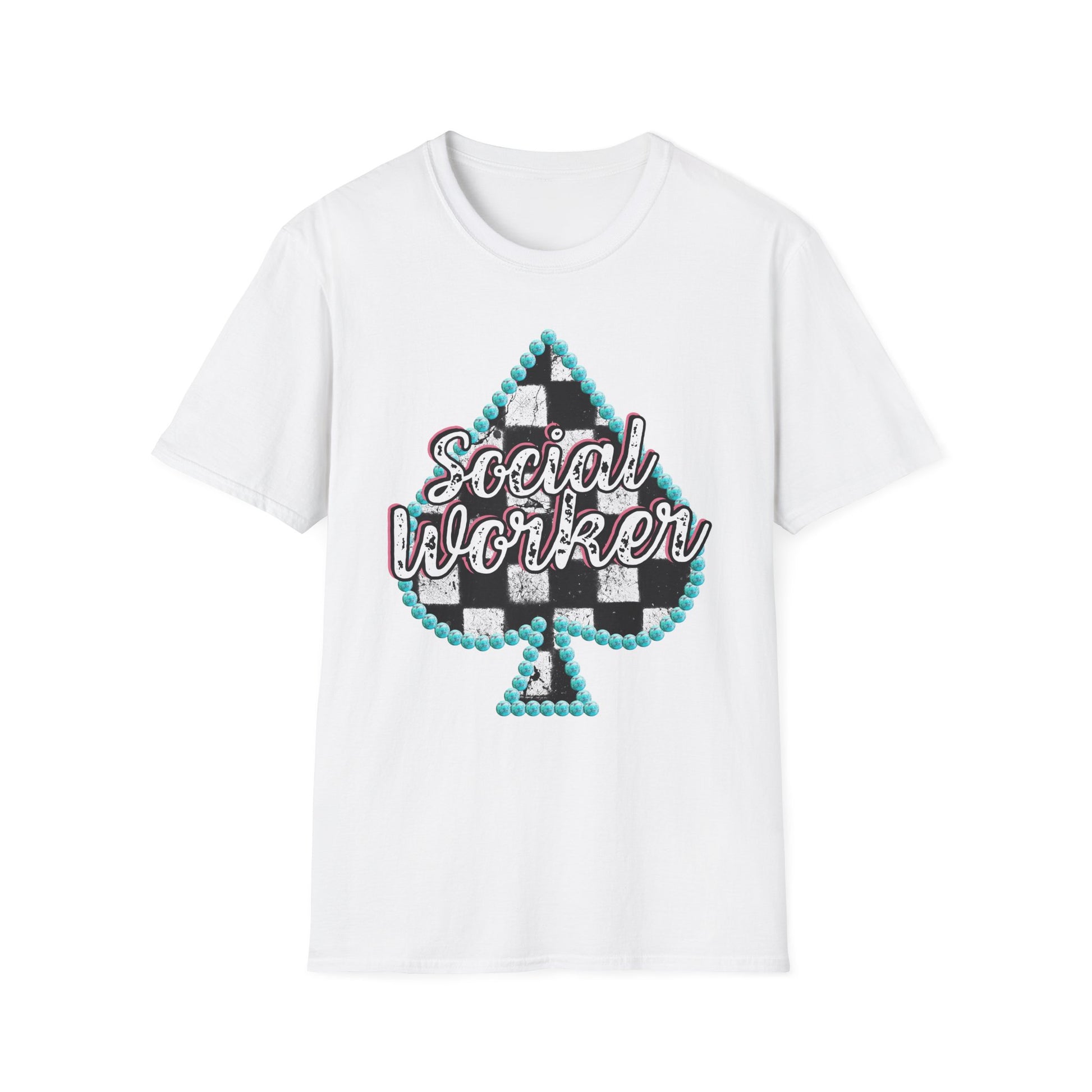 Social Worker Checkered Spades T-Shirt