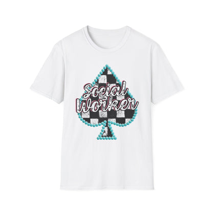 Social Worker Checkered Spades T-Shirt