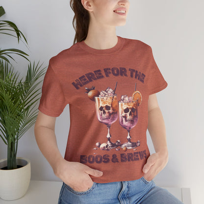 Halloween Skeleton Cocktails Tee - Here for the Boos and Brews *Unisex tee*