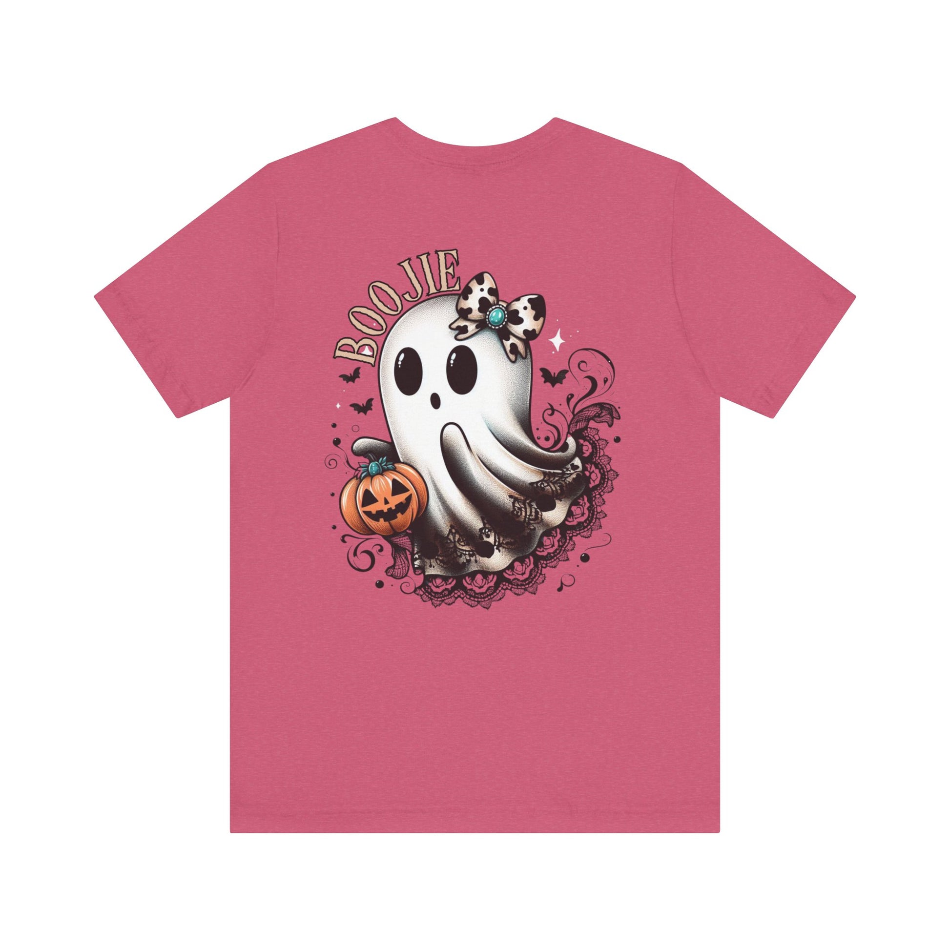 BOOjie Ghost Tee with Pumpkin - Halloween Unisex Jersey Short Sleeve Tee
