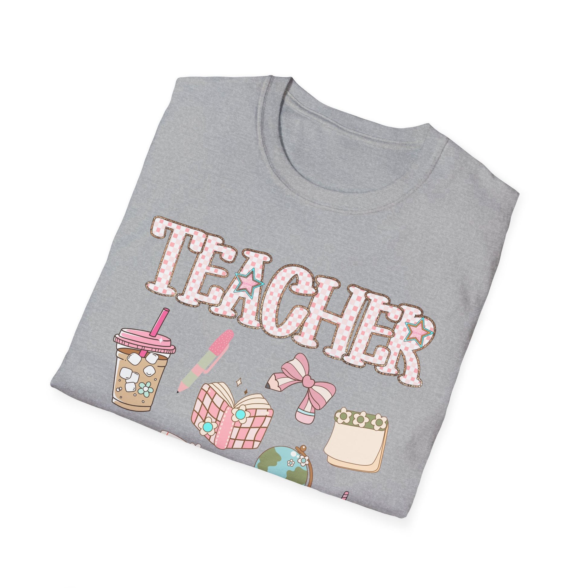 Teacher Checkered Glitter T-Shirt