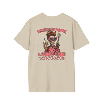 Lunch Lady Unisex T-Shirt - Running on Iced Coffee & School Lunch Schedules