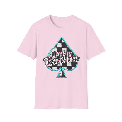 Teacher Checkered Spades T-Shirt