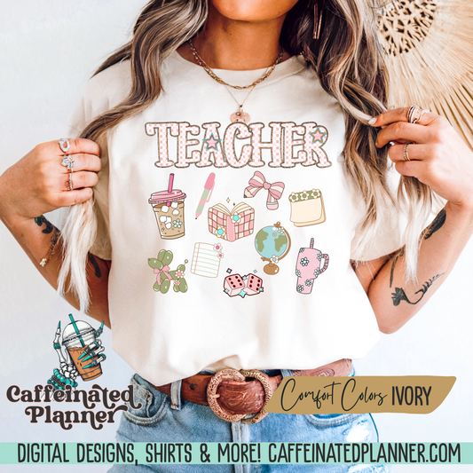 Teacher TShirt w/ Groovy Icons