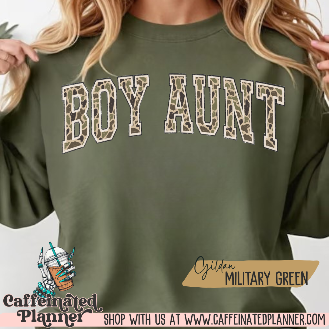 Camo Boy Aunt | Gildan Crewneck