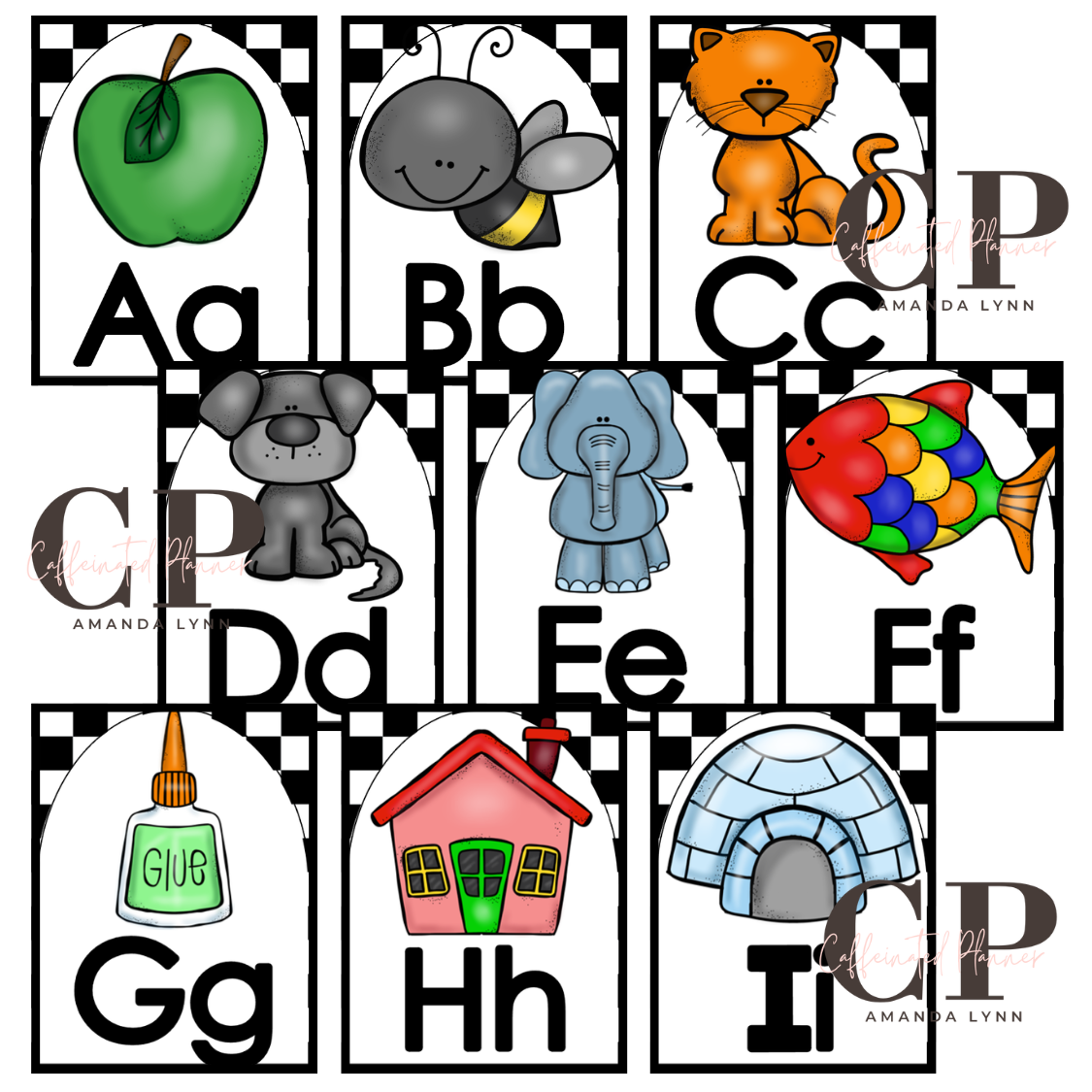 Primary Alphabet: Black and White Checkered