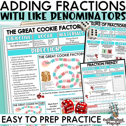 Adding Fractions with Like Denominators – Hands-On Math Resource
