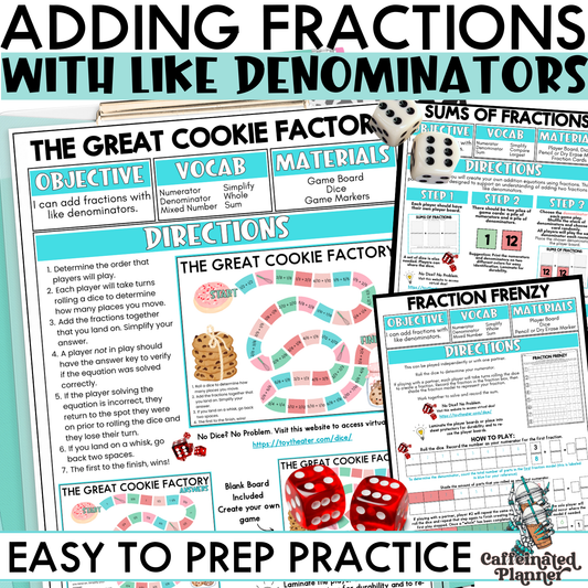 Adding Fractions with Like Denominators – Hands-On Math Resource
