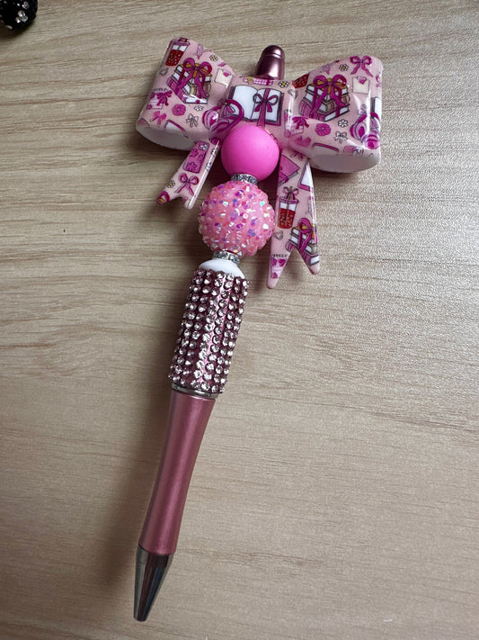 books & iced coffee bow pen | bling pen