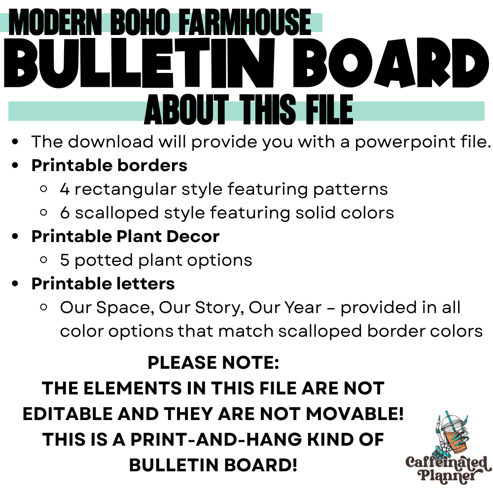Our Space Our Story Our Year Bulletin Board | Modern Farmhouse Classroom Decor | Boho Plant Theme | Back to School Bulletin Board Kit