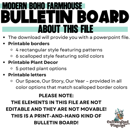 Our Space Our Story Our Year Bulletin Board | Modern Farmhouse Classroom Decor | Boho Plant Theme | Back to School Bulletin Board Kit