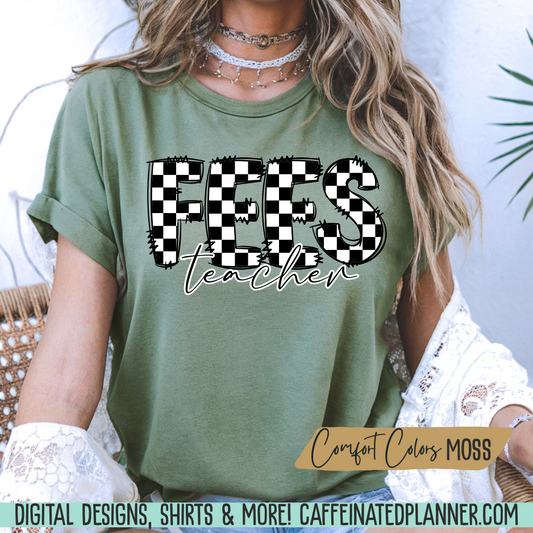 CUSTOM School TShirt, Comfort Colors Checkered Doodle TShirt