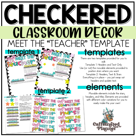 Checkered Classroom Decor | Meet the Teacher Template