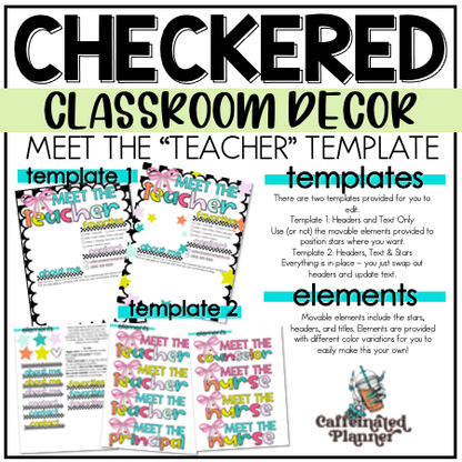 Checkered Classroom Decor | Meet the Teacher Template