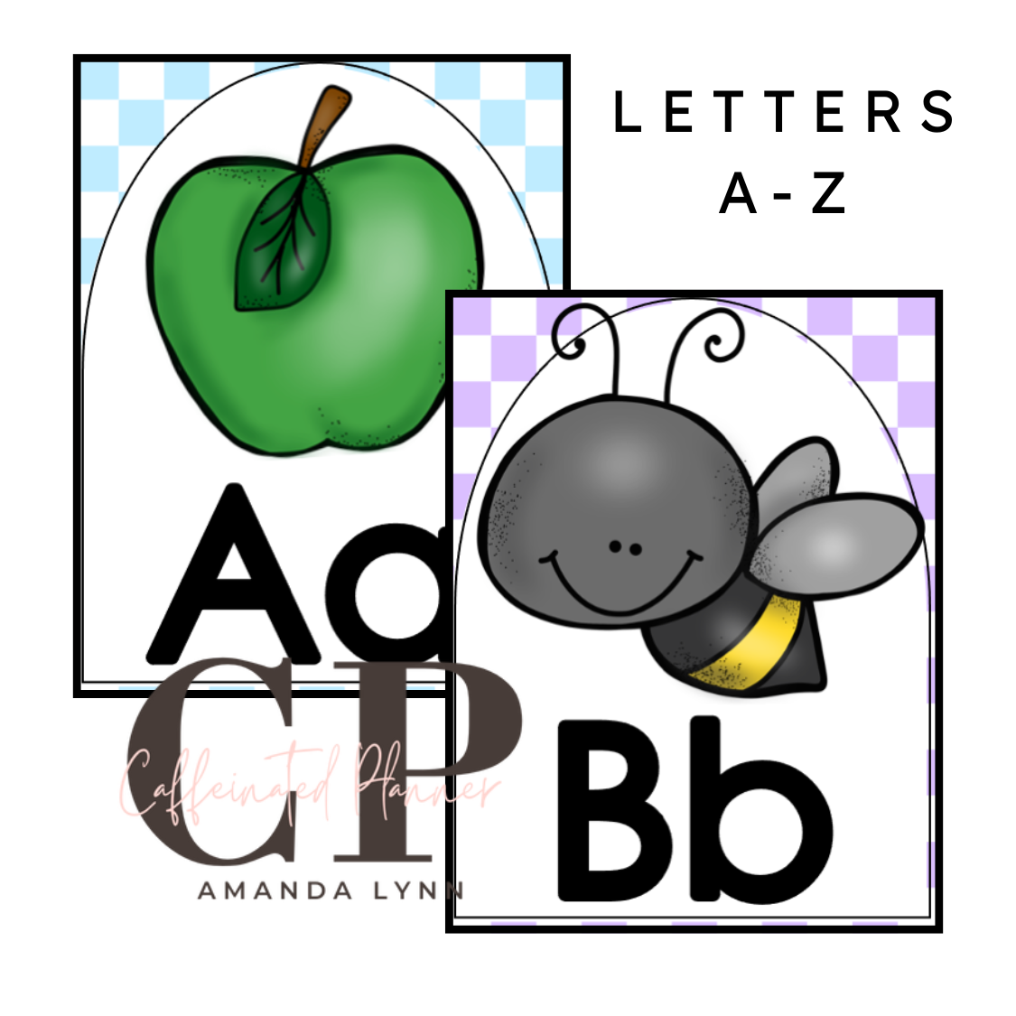 Primary Alphabet: Pastel Checkered