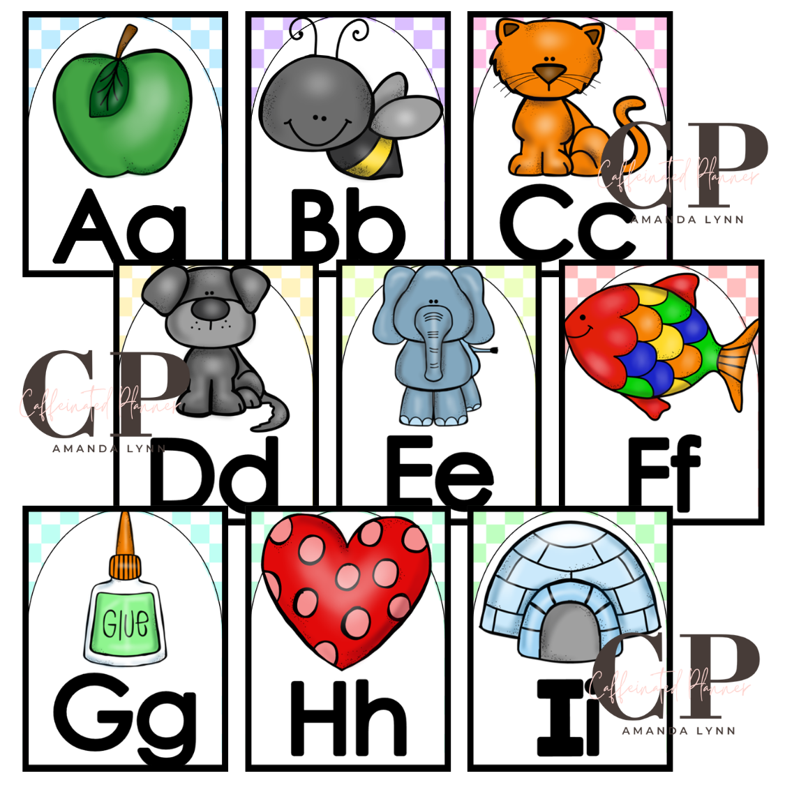 Primary Alphabet: Pastel Checkered