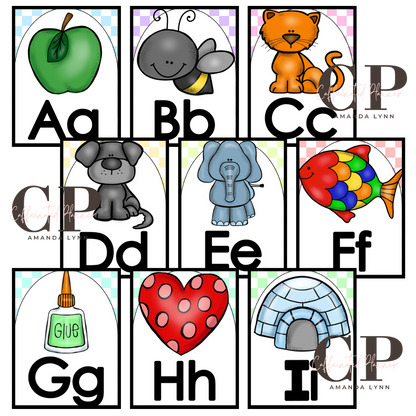 Primary Alphabet: Pastel Checkered