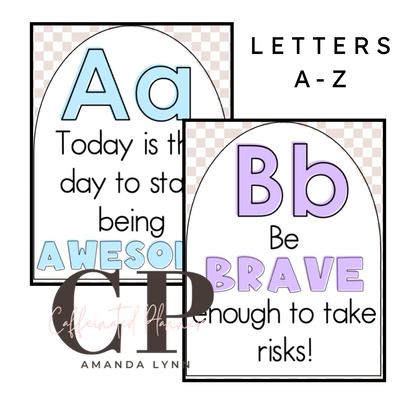 Secondary Alphabet // Motivational Quote Alphabet: Neutral Checkered