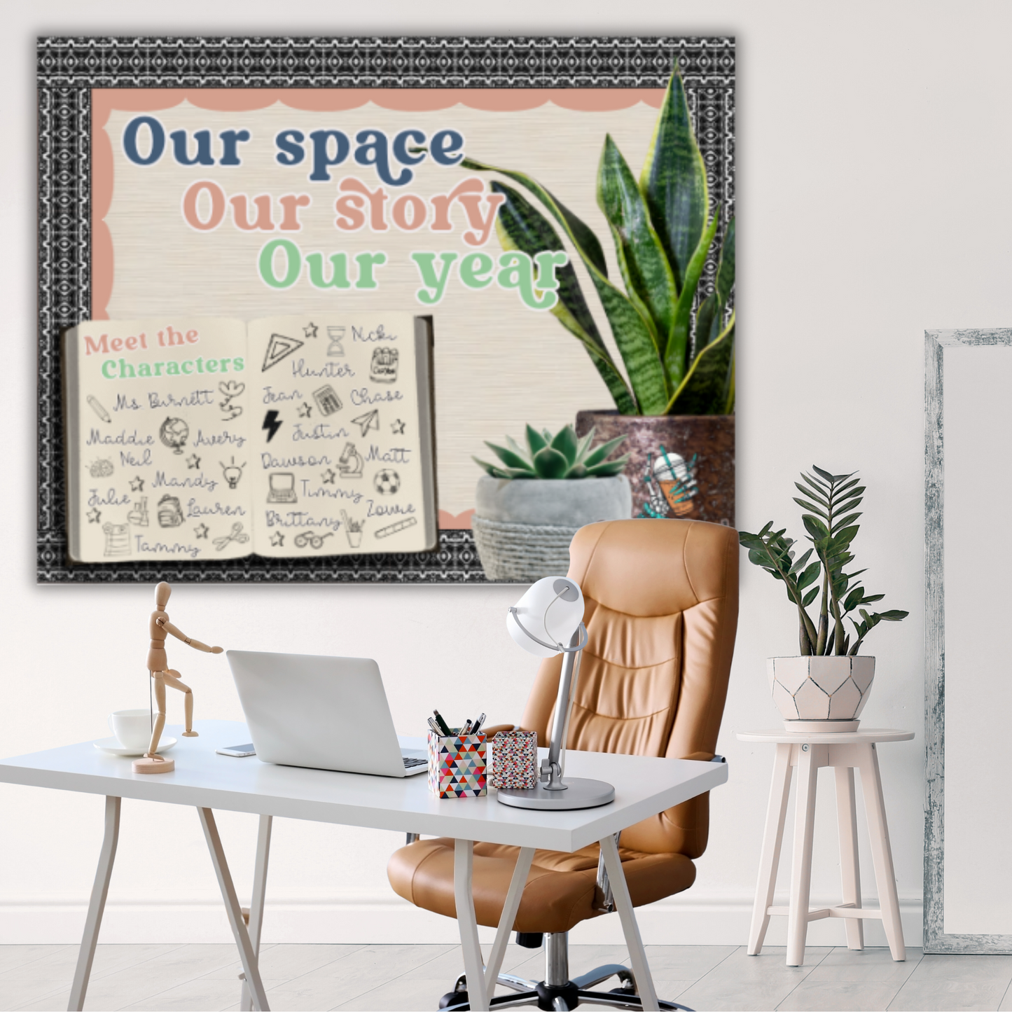 Our Space Our Story Our Year Bulletin Board | Modern Farmhouse Classroom Decor | Boho Plant Theme | Back to School Bulletin Board Kit
