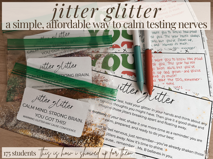 Jitter Glitter + Encouragement Postcards | Free Testing Motivation Template