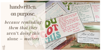 Jitter Glitter + Encouragement Postcards | Free Testing Motivation Template