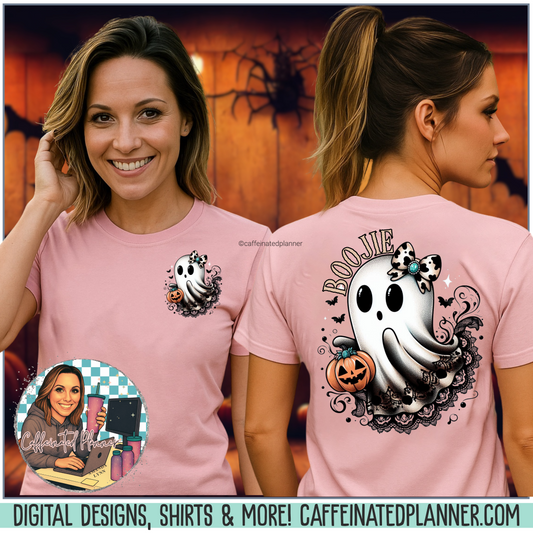 BOOjie Ghost Tee with Pumpkin - Halloween Unisex Jersey Short Sleeve Tee