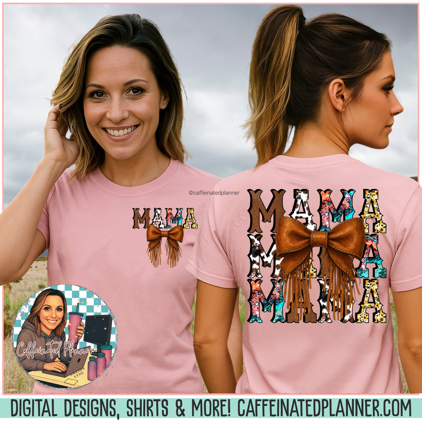 Western Mama Unisex Tee with Turquoise and Sunflower Design