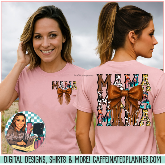 Western Mama Unisex Tee with Turquoise and Sunflower Design