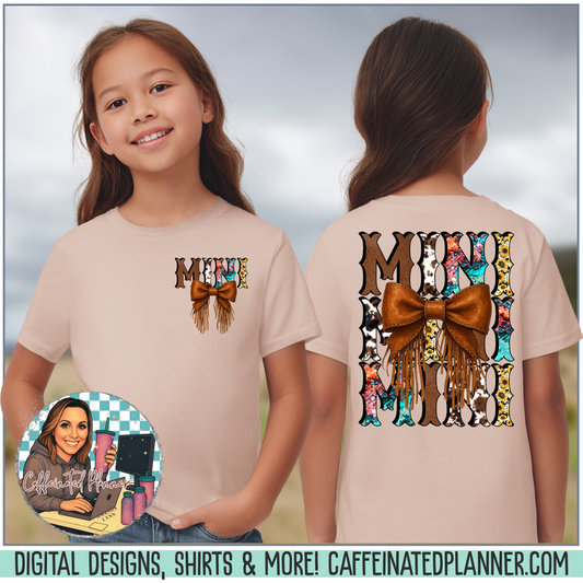 Western Mini Unisex Tee with Turquoise and Sunflower Design