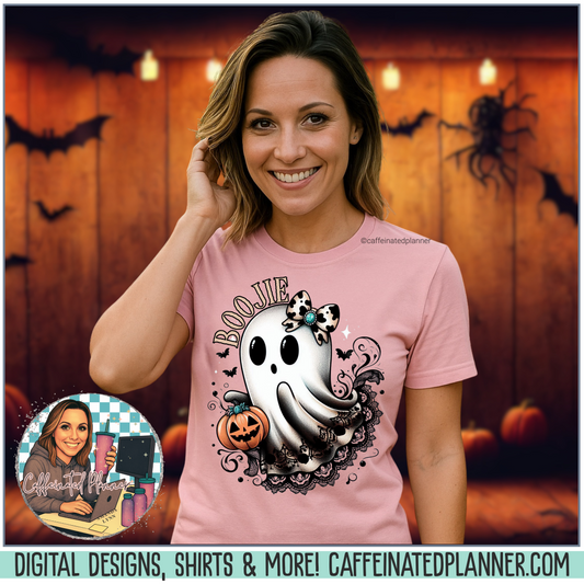 BOOjie Ghost Tee with Pumpkin - Halloween Unisex Jersey Short Sleeve Tee
