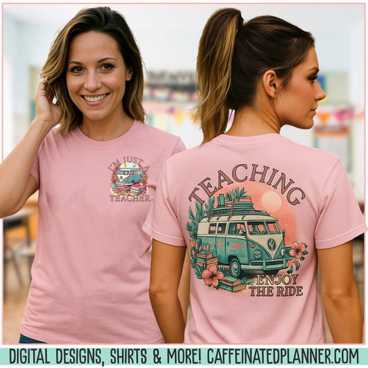 Teaching – Enjoy the Ride Retro Van Teacher T-Shirt – Cute Back to School Shirt for Teachers