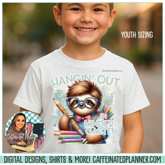 Hangin’ Out Kindergarten Sloth Shirt – Cute Back to School T-Shirt for Kids – Grade Level Animal Tee