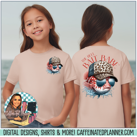 Kids Fishing Tee - CaffeinatedPlanner Family Exclusive Design: 'Bait Babe'