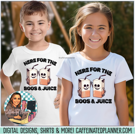 Kids Halloween T-Shirt - Here for the Boos  & Juice *Unisex tshirt*
