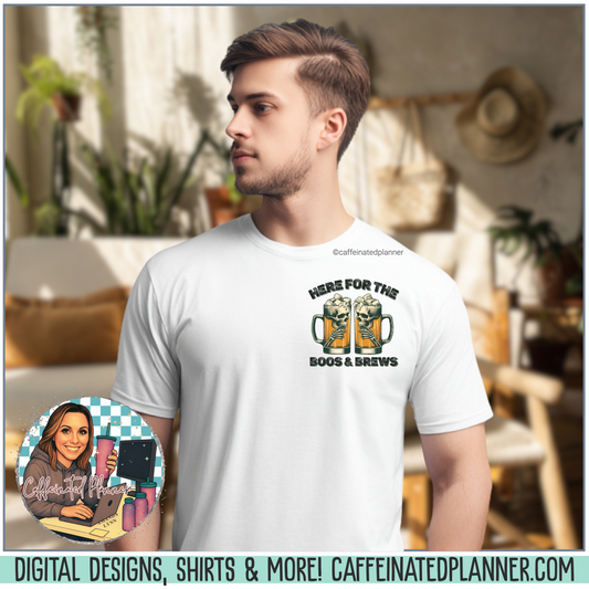Halloween Beer Mug Tee - Here for the Boos & Brews