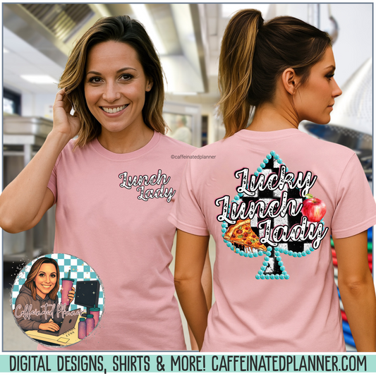 Lunch Lady Checkered Spades T-Shirt * Front and Back Design