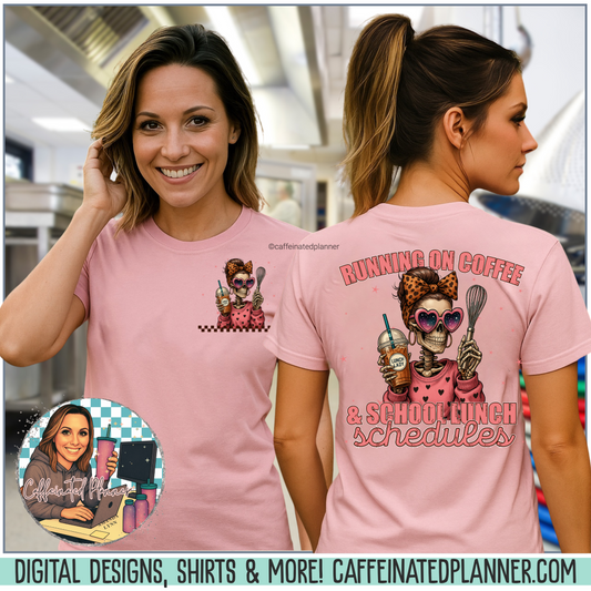 Lunch Lady Unisex T-Shirt - Running on Iced Coffee & School Lunch Schedules