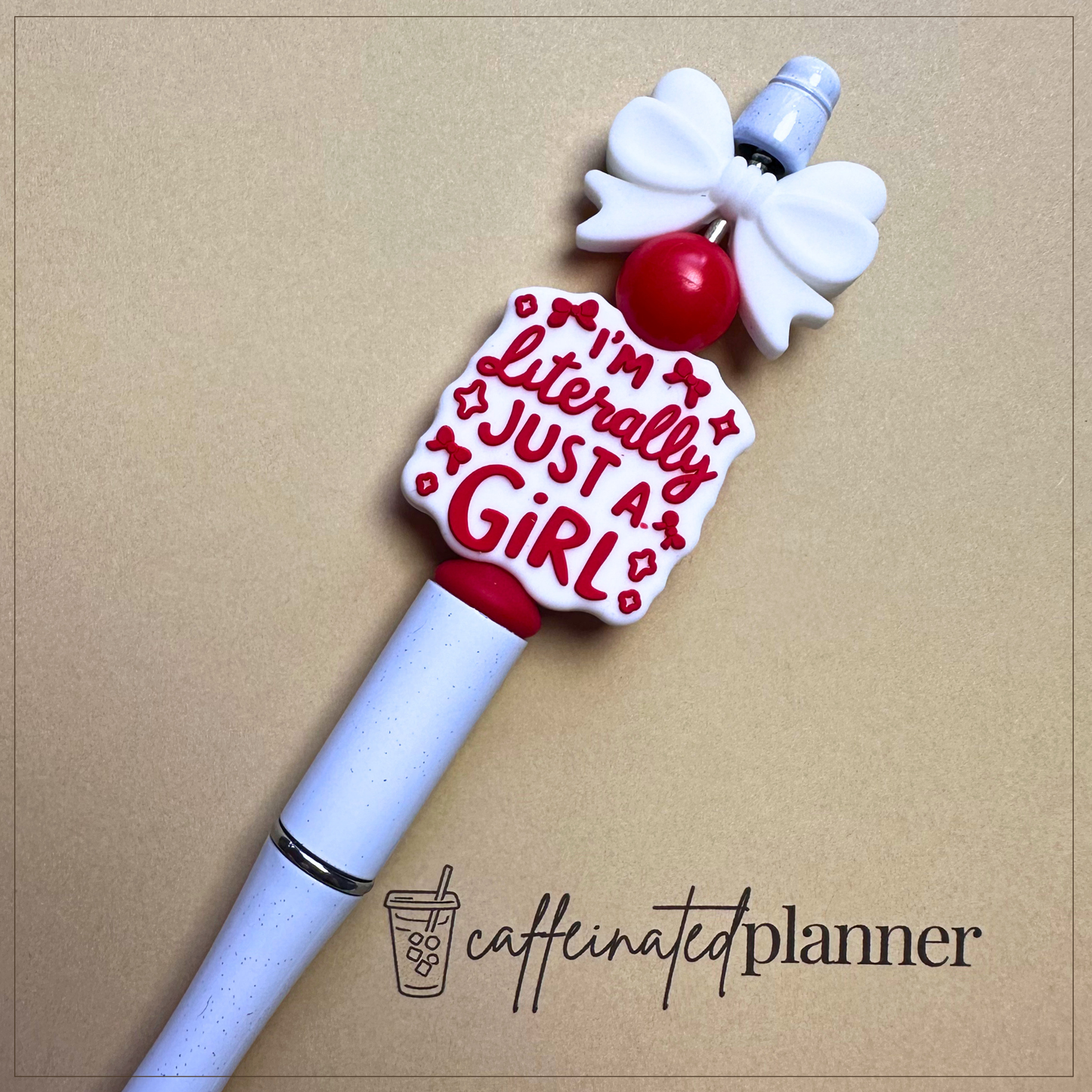 i'm literally just a girl w/ white bow | bling pen