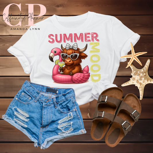 Summer Mood // Highland Cow & Flamingo