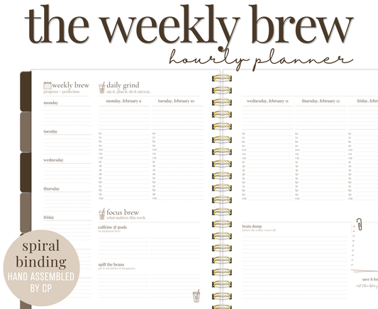 hourly planner | spiral bound | the weekly brew