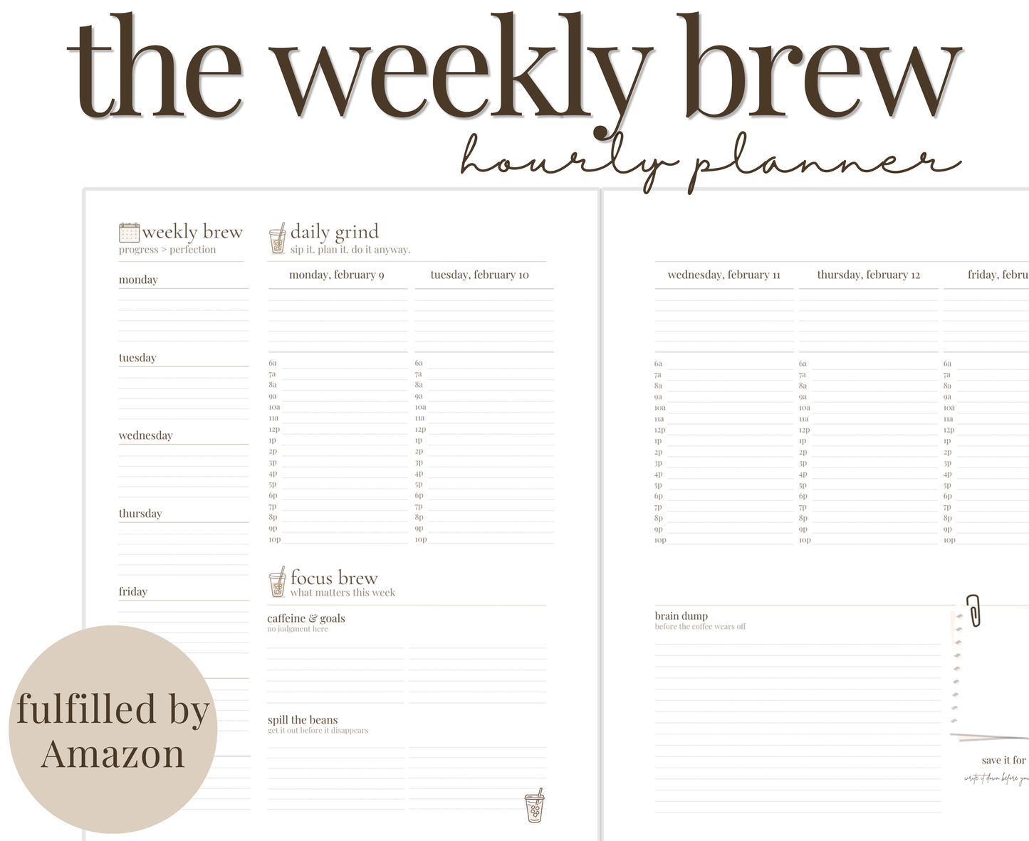hourly planner | Amazon | the weekly brew