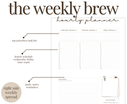 hourly planner | disc-bound | the weekly brew
